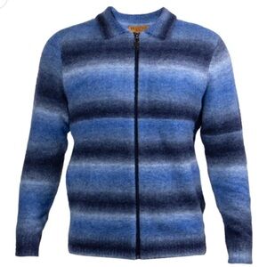 NEW Prestige Navy Zip Front Wool Blend Sweater XL NWT